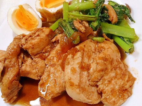 鶏肉としめじと小松菜の甘辛煮